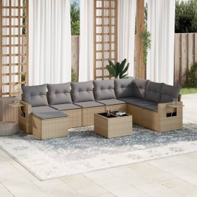 Set de sofás de jardín 9 pzas con cojines ratán sintético beige by , Garden sets - Ref: Foro24-3220568, Price: 523,88 €, Disc...