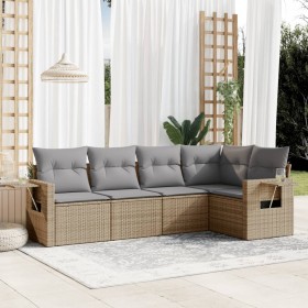 Gartensofa-Set mit 5-teiligen Kissen aus synthetischem Rattan in Beige. von , Gartensets - Ref: Foro24-3220128, Preis: 343,06...