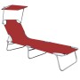 Folding sun lounger with red aluminum awning by vidaXL, Loungers - Ref: Foro24-47771, Price: 60,60 €, Discount: %