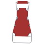 Folding sun lounger with red aluminum awning by vidaXL, Loungers - Ref: Foro24-47771, Price: 60,60 €, Discount: %