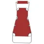 Folding sun lounger with red aluminum awning by vidaXL, Loungers - Ref: Foro24-47771, Price: 60,04 €, Discount: %