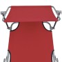 Folding sun lounger with red aluminum awning by vidaXL, Loungers - Ref: Foro24-47771, Price: 60,60 €, Discount: %