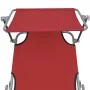 Folding sun lounger with red aluminum awning by vidaXL, Loungers - Ref: Foro24-47771, Price: 60,04 €, Discount: %
