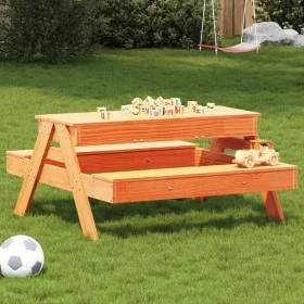 Mesa de pícnic con arenero de niños madera maciza pino marrón by , Garden tables - Ref: Foro24-844655, Price: 105,14 €, Disco...