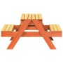Mesa de pícnic con arenero de niños madera maciza pino marrón