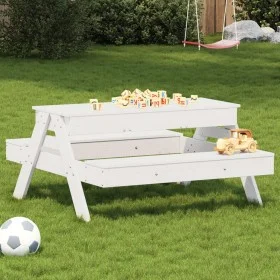 Picknicktisch mit Sandkasten für Kinder aus massivem Kiefernholz in Weiß. von , Gartentische - Ref: Foro24-832593, Preis: 105...