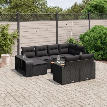 Set de sofás de jardín 11 pzas y cojines ratán sintético negro by , Modular outdoor sofas - Ref: Foro24-3261305, Price: 626,2...