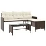 Sofá de jardín en forma de L con mesa y cojines ratán PE marrón by , Outdoor sofas - Ref: Foro24-365573, Price: 225,75 €, Dis...