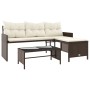 Sofá de jardín en forma de L con mesa y cojines ratán PE marrón by , Outdoor sofas - Ref: Foro24-365573, Price: 212,79 €, Dis...