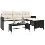 L-förmiges Gartensofa mit Tisch und schwarzen PE-Rattan-Kissen von , Outdoor-Sofas - Ref: Foro24-365571, Preis: 205,58 €, Rab...