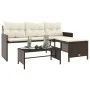 Sofá de jardín en forma de L con mesa y cojines ratán PE marrón by , Outdoor sofas - Ref: Foro24-365573, Price: 225,75 €, Dis...