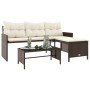 Sofá de jardín en forma de L con mesa y cojines ratán PE marrón by , Outdoor sofas - Ref: Foro24-365573, Price: 212,79 €, Dis...