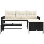 L-förmiges Gartensofa mit Tisch und schwarzen PE-Rattan-Kissen von , Outdoor-Sofas - Ref: Foro24-365571, Preis: 205,58 €, Rab...