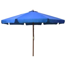 Sombrilla de jardín con palo de madera azul celeste 330 cm