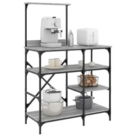 Estantería de cocina madera ingeniería metal gris 90x40x132 cm by , Kitchen utensil containers - Ref: Foro24-845419, Price: 8...