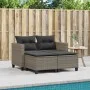 Sofá de jardín 2 plazas con toldo y taburetes ratán PE gris by , Outdoor sofas - Ref: Foro24-365793, Price: 274,34 €, Discoun...