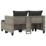 Sofá de jardín 2 plazas con toldo y taburetes ratán PE gris by , Outdoor sofas - Ref: Foro24-365793, Price: 274,34 €, Discoun...