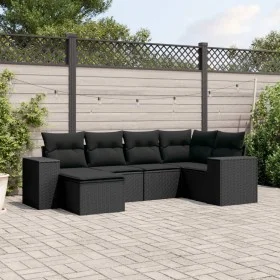 Set de sofás de jardín 6 piezas y cojines ratán sintético negro by , Garden sets - Ref: Foro24-3222854, Price: 440,49 €, Disc...