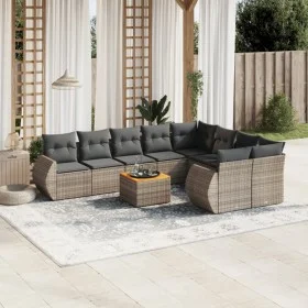 Gartensofa-Set, 10-teilig, mit grauen Polstern aus synthetischem Rattan von , Gartensets - Ref: Foro24-3257495, Preis: 615,89...