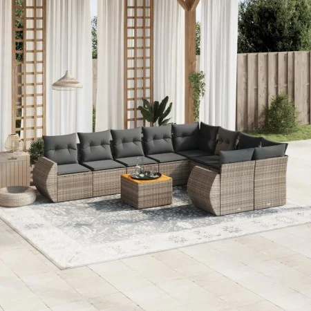 Gartensofa-Set, 10-teilig, mit grauen Polstern aus synthetischem Rattan von , Gartensets - Ref: Foro24-3257495, Preis: 615,89...