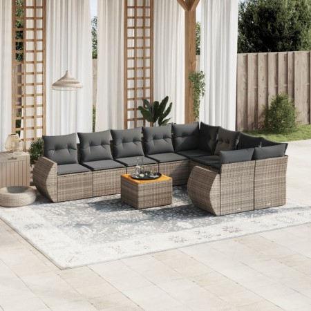Set de sofás de jardín 10 pzas con cojines ratán sintético gris by , Garden sets - Ref: Foro24-3257495, Price: 625,21 €, Disc...