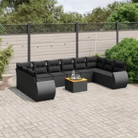 Set de sofás de jardín 11 pzas y cojines ratán sintético negro by , Garden sets - Ref: Foro24-3257504, Price: 708,08 €, Disco...