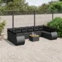 Set de sofás de jardín 11 pzas y cojines ratán sintético negro by , Garden sets - Ref: Foro24-3257504, Price: 708,09 €, Disco...