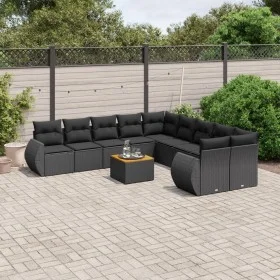 Set de sofás de jardín 11 pzas y cojines ratán sintético negro by , Garden sets - Ref: Foro24-3257525, Price: 708,09 €, Disco...