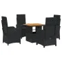Gartenmöbel-Set, 5-teilig, mit schwarzen Polstern aus synthetischem Rattan von , Gartensets - Ref: Foro24-3277326, Preis: 553...