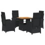 Set de muebles jardín 5 pzas con cojines ratán sintético negro by , Garden sets - Ref: Foro24-3277326, Price: 514,71 €, Disco...
