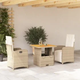 Set comedor de jardín 3 pzas con cojines ratán sintético beige by , Garden sets - Ref: Foro24-3277351, Price: 393,19 €, Disco...
