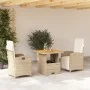 Set comedor de jardín 3 pzas con cojines ratán sintético beige by , Garden sets - Ref: Foro24-3277351, Price: 393,19 €, Disco...