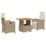 Set comedor de jardín 3 pzas con cojines ratán sintético beige by , Garden sets - Ref: Foro24-3277351, Price: 393,19 €, Disco...