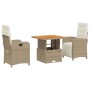 Set comedor de jardín 3 pzas con cojines ratán sintético beige by , Garden sets - Ref: Foro24-3277351, Price: 386,81 €, Disco...