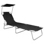 Folding sun lounger with black aluminum awning by vidaXL, Loungers - Ref: Foro24-47770, Price: 59,92 €, Discount: %
