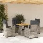 Set comedor de jardín 5 piezas con cojines ratán sintético gris de , Conjuntos de jardín - Ref: Foro24-3277398, Precio: 716,9...