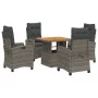 Set comedor de jardín 5 piezas con cojines ratán sintético gris de , Conjuntos de jardín - Ref: Foro24-3277398, Precio: 716,9...