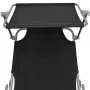 Folding sun lounger with black aluminum awning by vidaXL, Loungers - Ref: Foro24-47770, Price: 59,92 €, Discount: %