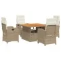 Garten-Essgruppe 5-teilig mit beigen Polstern aus synthetischem Rattan von , Gartensets - Ref: Foro24-3277353, Preis: 695,31 ...