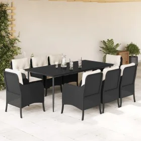 Garten-Essgruppe 9-teilig mit schwarzen Polstern aus synthetischem Rattan von , Gartensets - Ref: Foro24-3211912, Preis: 988,...