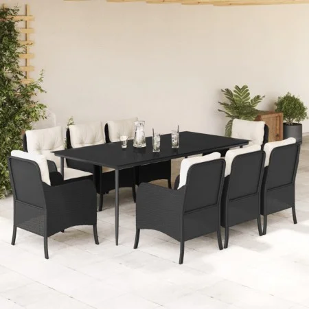 Set de comedor de jardín 9 pzas y cojines ratán sintético negro by , Garden sets - Ref: Foro24-3211912, Price: 1,00 €, Discou...