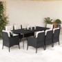 Set de comedor de jardín 9 pzas y cojines ratán sintético negro de , Conjuntos de jardín - Ref: Foro24-3211912, Precio: 1,00 €