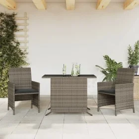 Gartenstühle und Tischchen mit Kissen, 3-teilig, graues PE-Rattan von , Gartensets - Ref: Foro24-365119, Preis: 197,64 €, Rab...