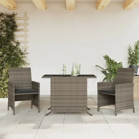 Sillas y mesita de jardín con cojines 3 piezas ratán PE gris by , Garden sets - Ref: Foro24-365119, Price: 200,65 €, Discount: %