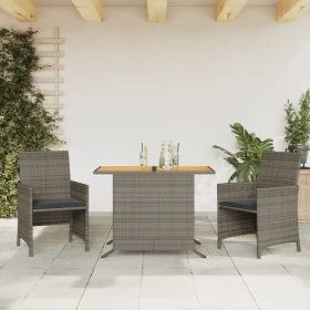 Sillas y mesita de jardín con cojines 3 piezas ratán PE gris by , Garden sets - Ref: Foro24-365125, Price: 199,30 €, Discount: %