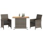 Sillas y mesita de jardín con cojines 3 piezas ratán PE gris by , Garden sets - Ref: Foro24-365125, Price: 196,61 €, Discount: %