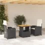 Set comedor de jardín 3 pzas con cojines ratán sintético negro by , Garden sets - Ref: Foro24-3277313, Price: 322,57 €, Disco...