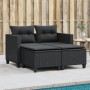 Sofá de jardín 2 plazas con toldo y taburetes ratán PE negro by , Outdoor sofas - Ref: Foro24-365791, Price: 245,06 €, Discou...