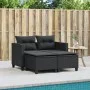 Sofá de jardín 2 plazas con toldo y taburetes ratán PE negro by , Outdoor sofas - Ref: Foro24-365791, Price: 265,82 €, Discou...