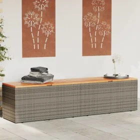 Aufbewahrungsbox für den Garten aus Akazienholz und grauem Rattan 220x50x54cm. von , Aufbewahrungsboxen für den Außenbereich ...